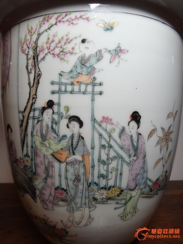 民国精品桃花<em>美女卷</em>缸_民国精品桃花<em>美女卷</em>缸