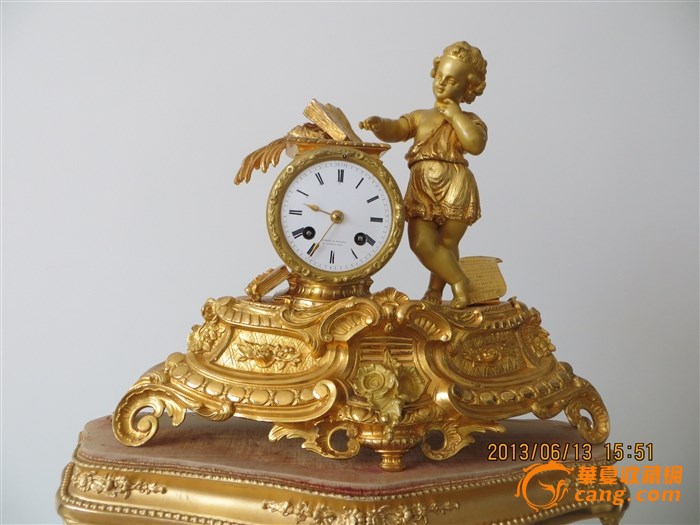 十九世纪1864年,法国帝国铜鎏金人物雕塑钟_