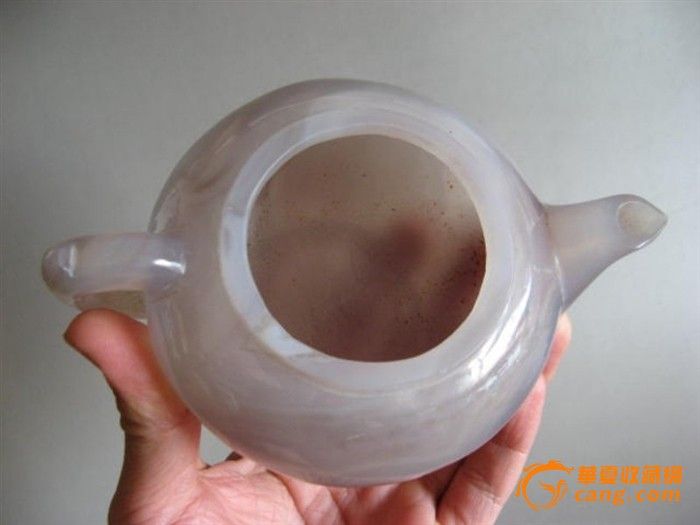 25726掏膛漂亮的灰白玛瑙壶_25726掏膛漂亮