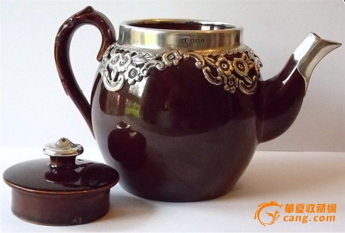 欧洲古董镶银茶壶图6图片