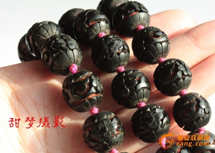 老外贸罕见黑红套色雕漆珠【美国免费直邮】_