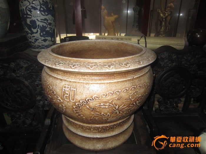 【一口价】清 招财进宝画缸_【一口价】清 招