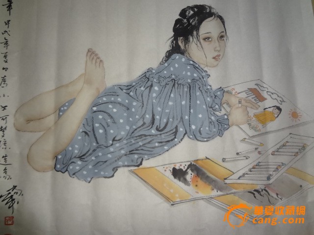 何家英真迹,人物画