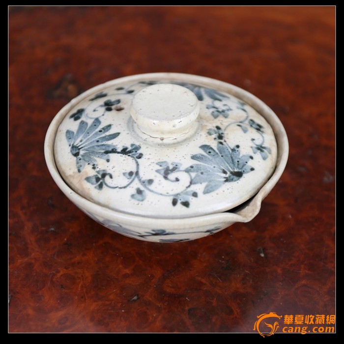 日本大正时期白瓷青花急须(小茶壶)纯手工制作