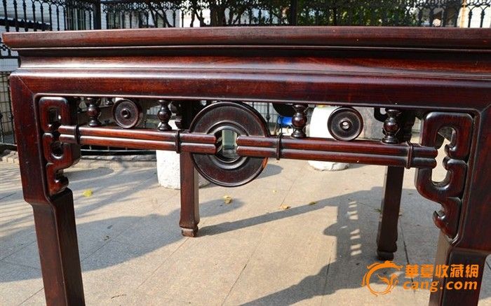 清老红木三弯腿灵芝脚独板八仙桌_清老红木三