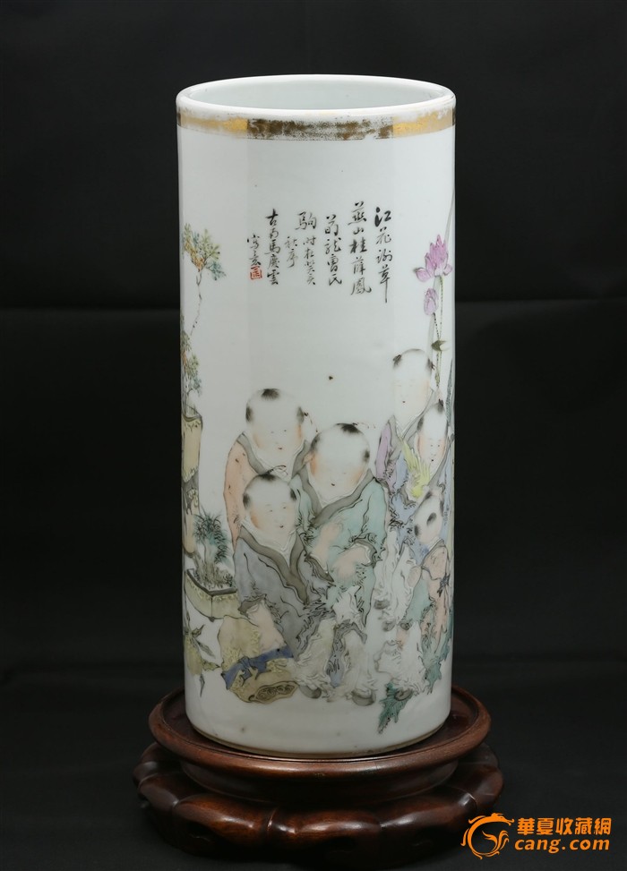 华夏古玩城 陶瓷 民国 > 马庆云大师大头娃娃帽筒