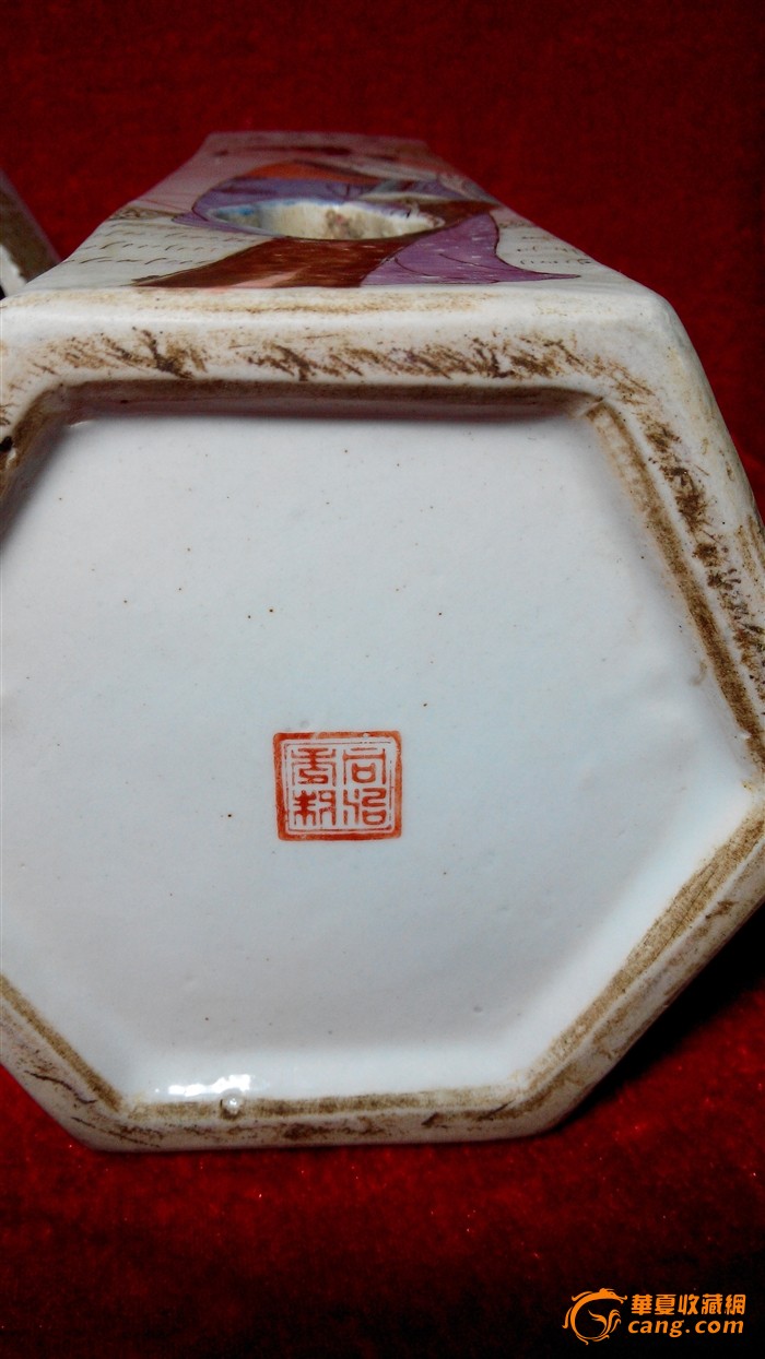 粉彩六棱帽筒(底款)同治年制一对