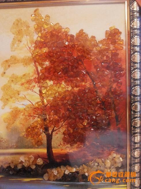 波罗的海纯天然琥珀画35.5x54.5厘米_波罗的海