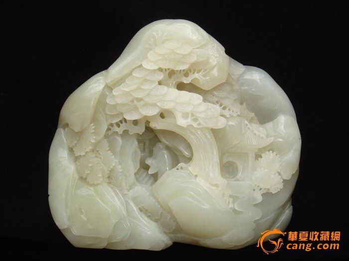 4409〓古玉老玉 和田白玉●松亭人物山子●摆