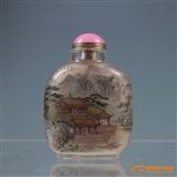 清代叶仲三内画水晶鼻烟壶图片