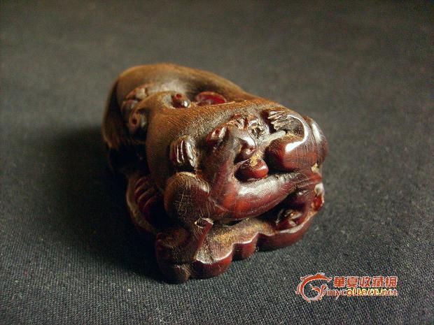 明代犀角螭龙挂件-图2