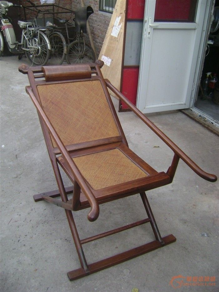 明式黄花梨折叠交椅式躺椅