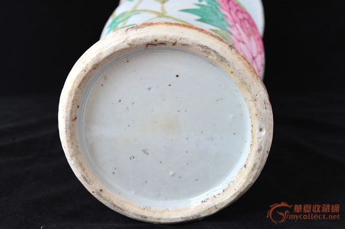 清光绪张云(子英)富贵白头浅绛彩花觚-图5