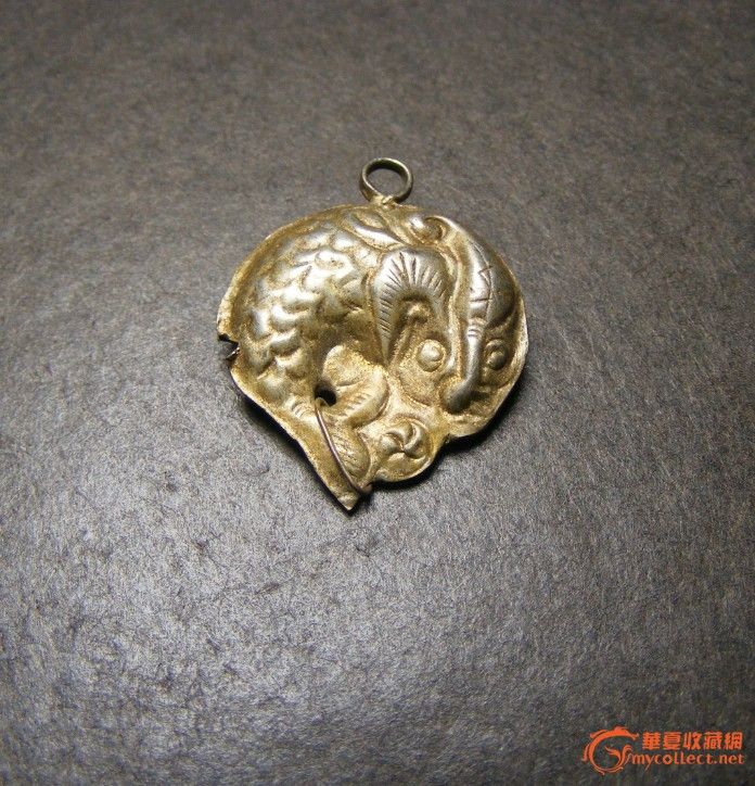 精美之物 清代.老银鎏金合背双面工摩羯鱼挂佩(完整包老)