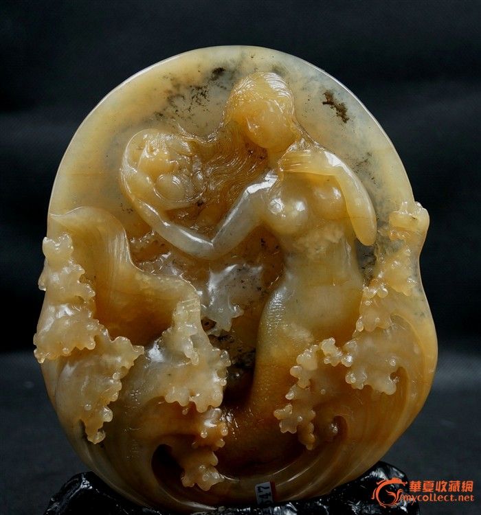 老性寿山高山环冻高浮雕摆件:美人鱼(145号)