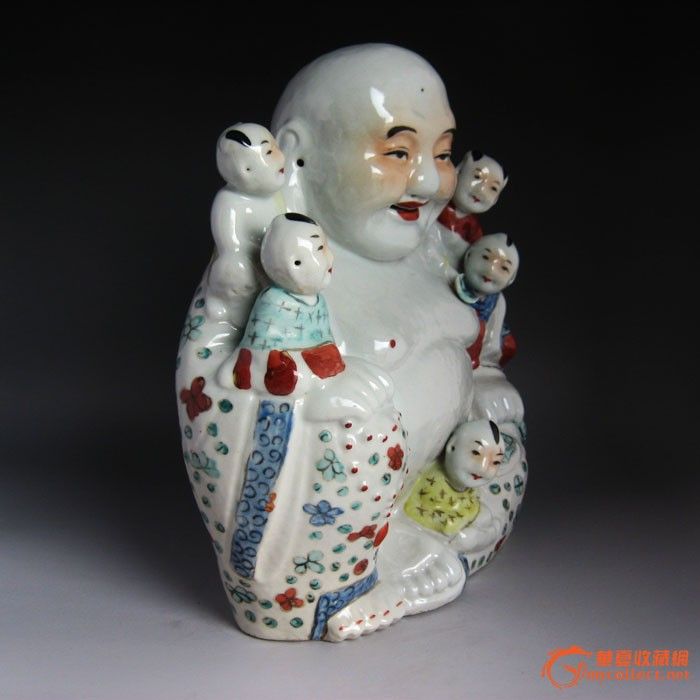 【民国,张义盛造粉彩五子佛】