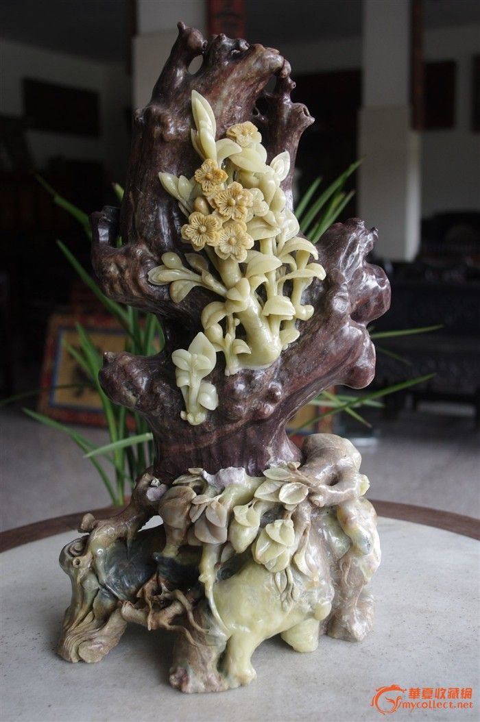 【梅花】青田石摆件/青田石雕-图1