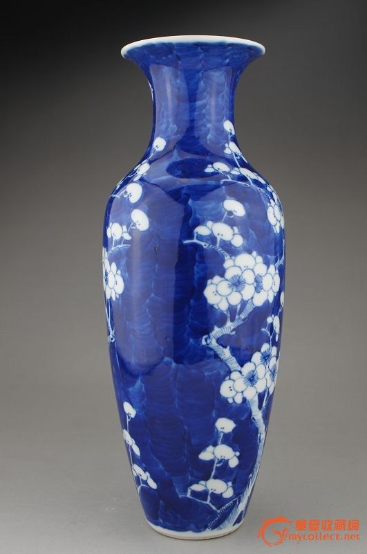 清光绪青花冰梅纹大柳叶瓶