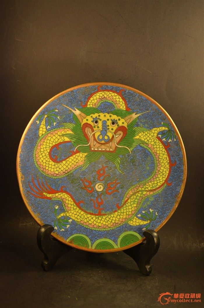 清景泰蓝龙纹盘