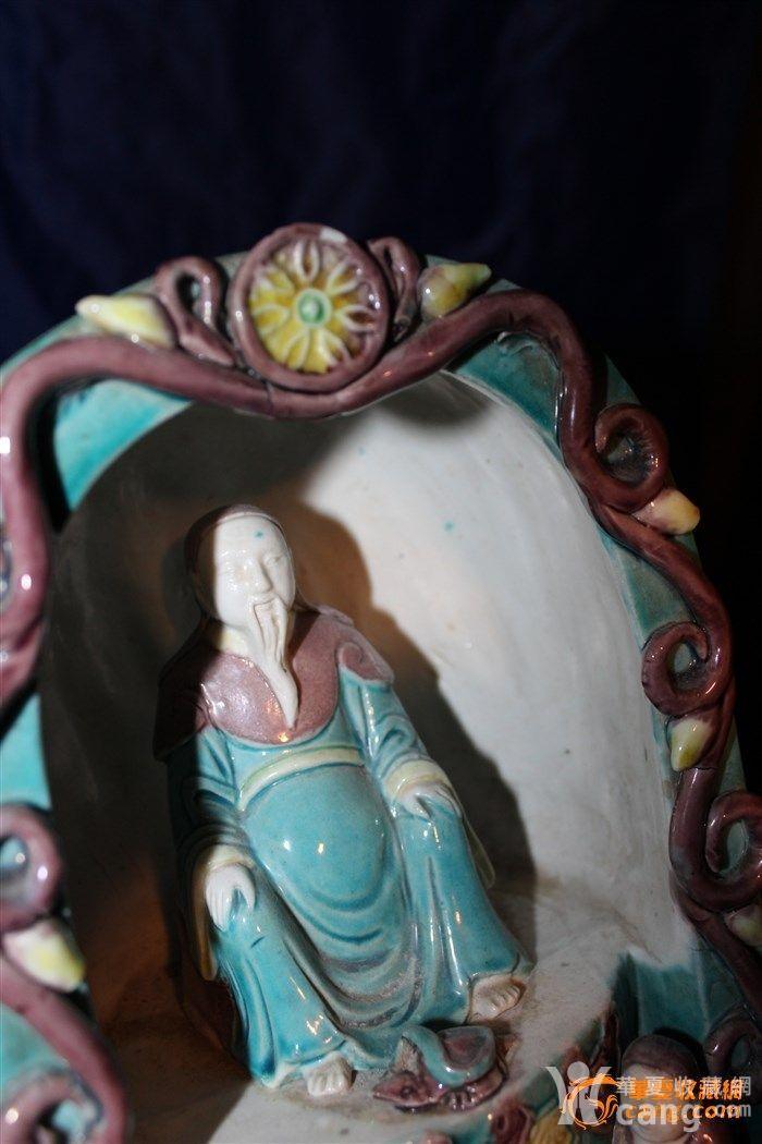 晚清民国素三彩瓷塑文昌君像