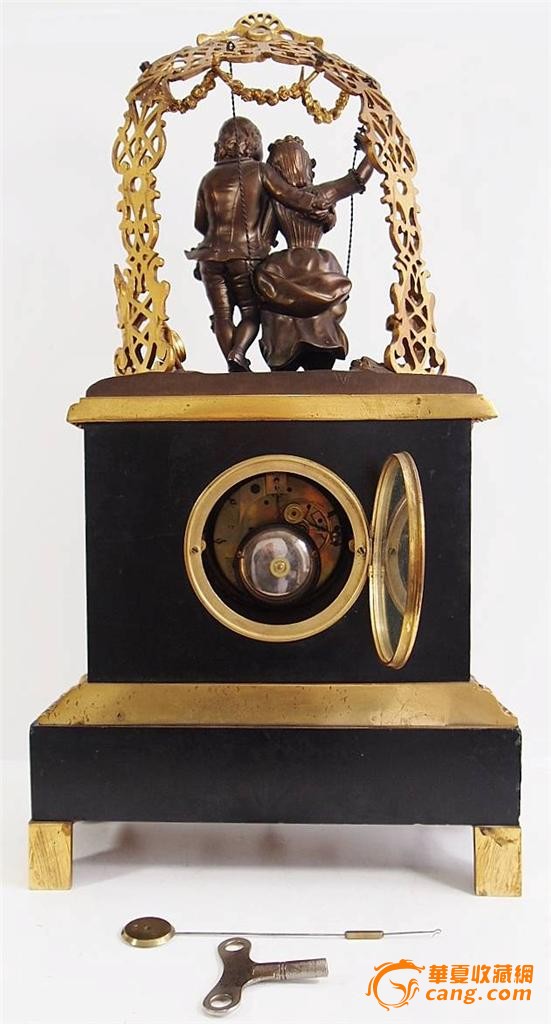 法国大理石铜器人像大座钟/壁炉钟 西洋古董钟表