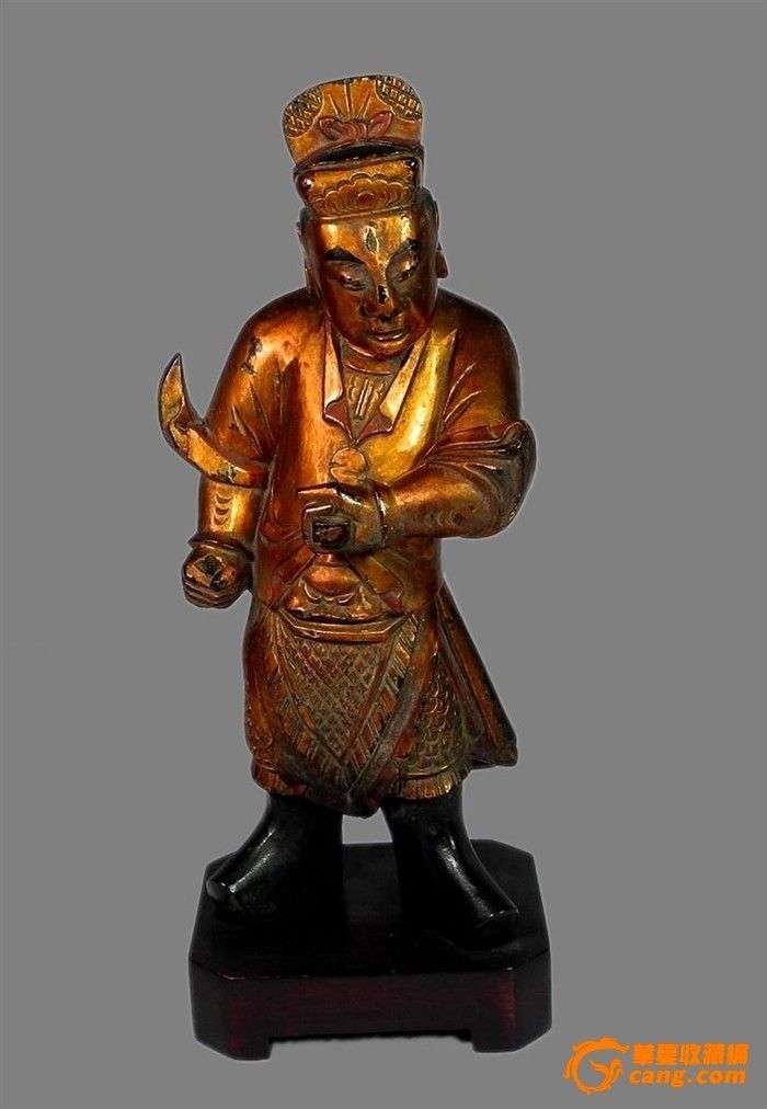 清.朱红漆金三眼天神