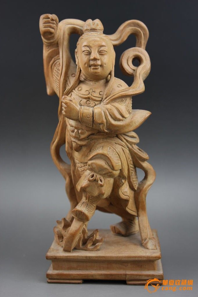 清末·檀香木精雕哪吒摆件(lx140103-5)c