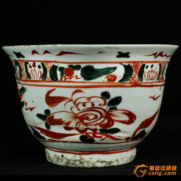 【好瓷】明末五彩 吴须赤绘 开光大盘