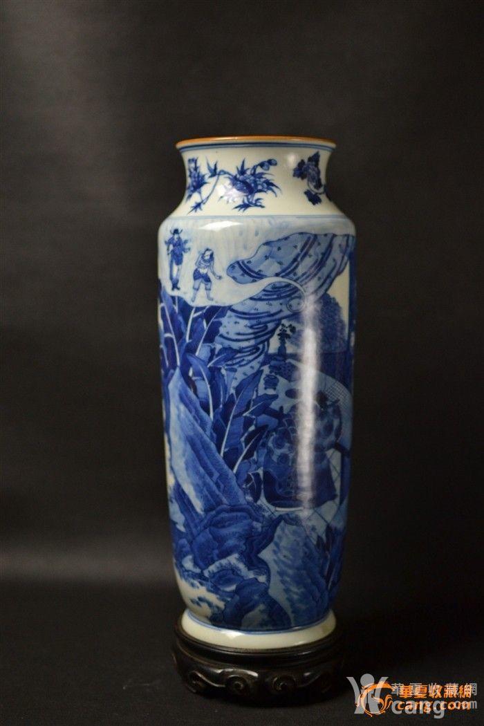 清雍正青花人物一统瓶