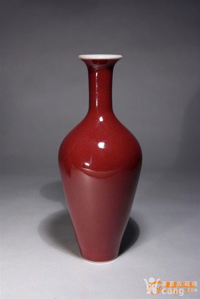 清康熙美品祭红釉瓶一对(已鉴定)